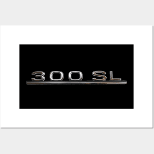 Mercedes-Benz 300 SL Convertible W198 Emblem on Black Posters and Art